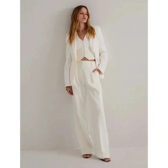 NWT Favorite Daughter Shortie Favorite Pant Wide Leg Trouser Ivory 12P Petite - Picture 13 of 15